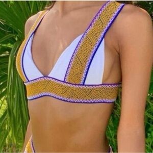 Elysiian Bikini Top Size small White Blue Gold